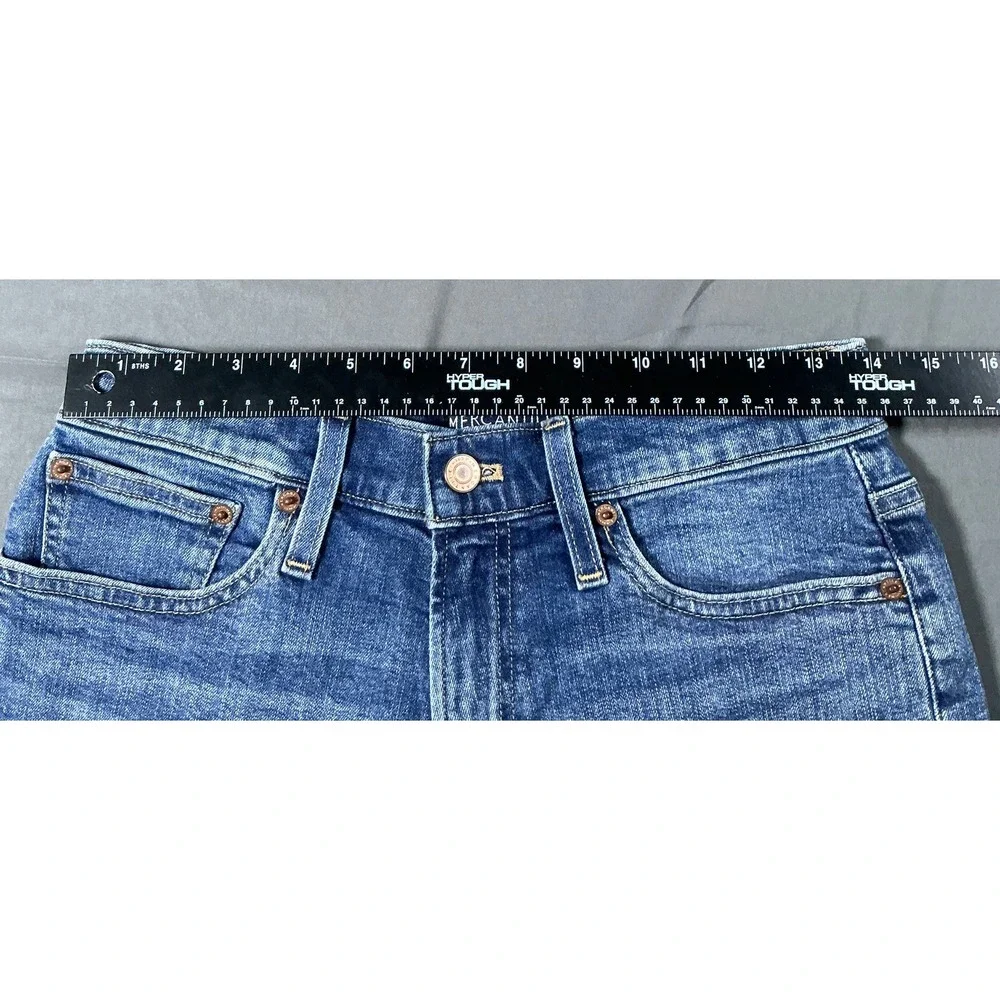 J.Crew Mercantile Womens Denim Shorts Blue Raw Hem High Rise Size 25 US 2